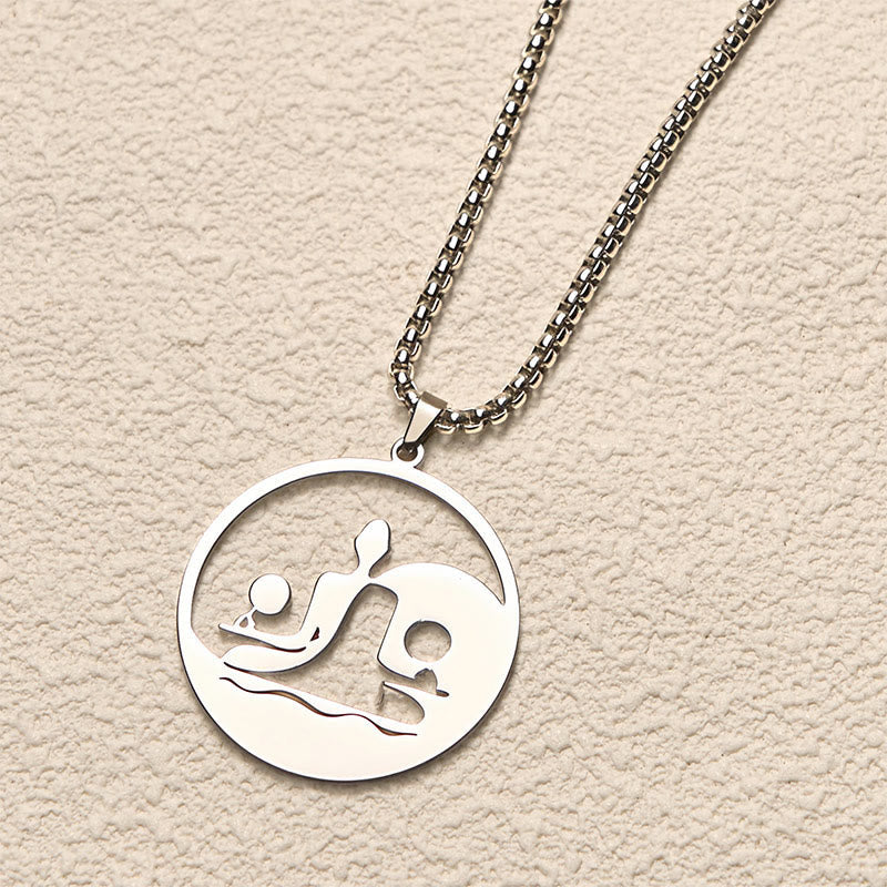 Buddha Stones Yin Yang Buddha Figure Hollow Design Stainless Steel Balance Necklace Pendant