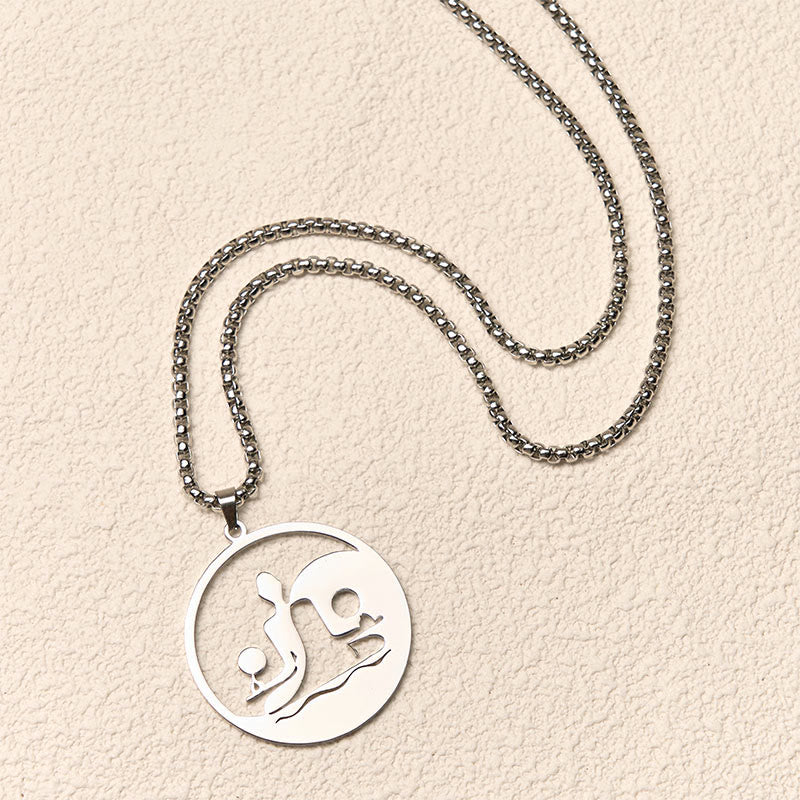 Buddha Stones Yin Yang Buddha Figure Hollow Design Stainless Steel Balance Necklace Pendant
