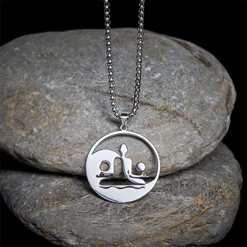 Buddha Stones Yin Yang Buddha Figure Hollow Design Stainless Steel Balance Necklace Pendant