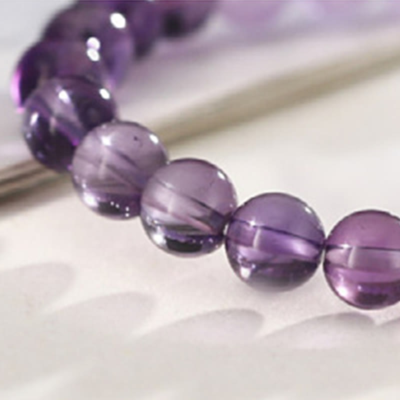 Buddha Stones Amethyst Rose Quartz Strawberry Quartz Good Luck Charm Bracelet
