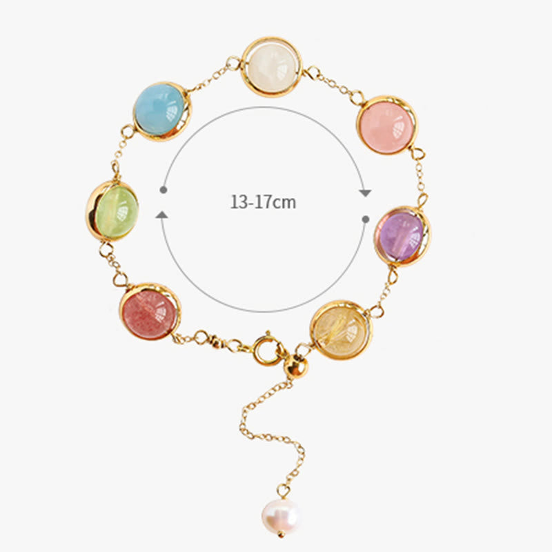 Buddha Stones Colorful Crystal Amethyst Strawberry Quartz Balance Bracelet