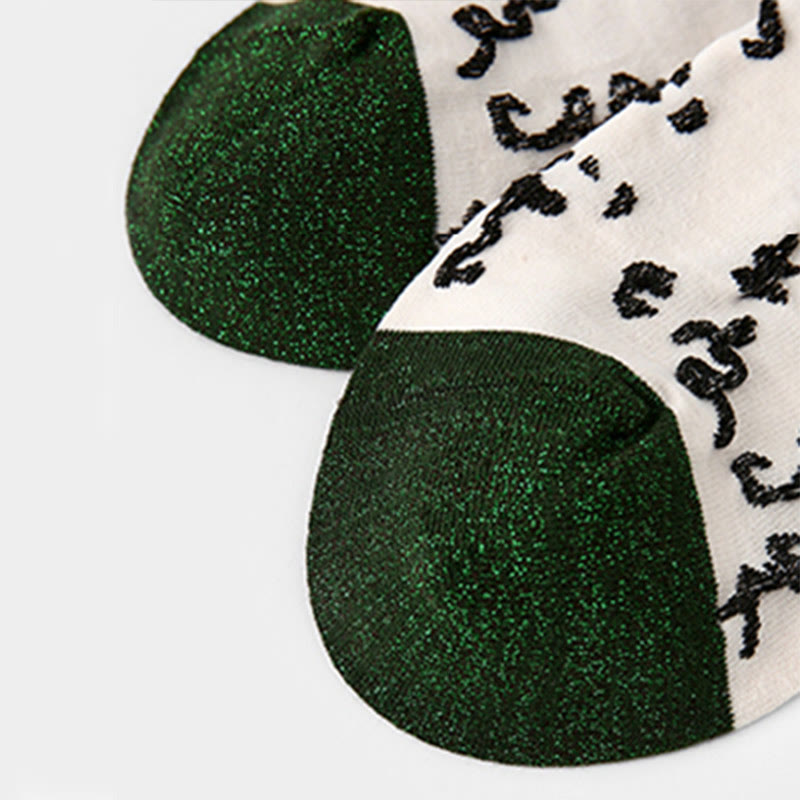 Buddha Stones Chinese Calligraphy Color Matching Pattern Micro Crew Women Cotton Socks
