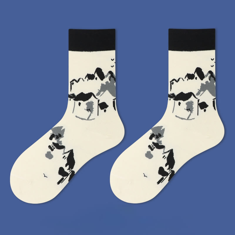 Buddha Stones Casual Sailboat Ancient Town Lotus Orchid Countryside Micro Crew Women's Socks