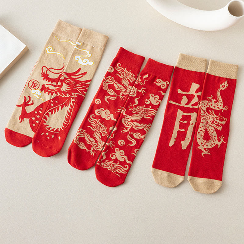 Buddha Stones Casual Red Dragon Cotton Quarter Men Women Unisex Socks