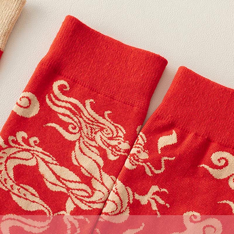 Buddha Stones Casual Red Dragon Cotton Quarter Men Women Unisex Socks