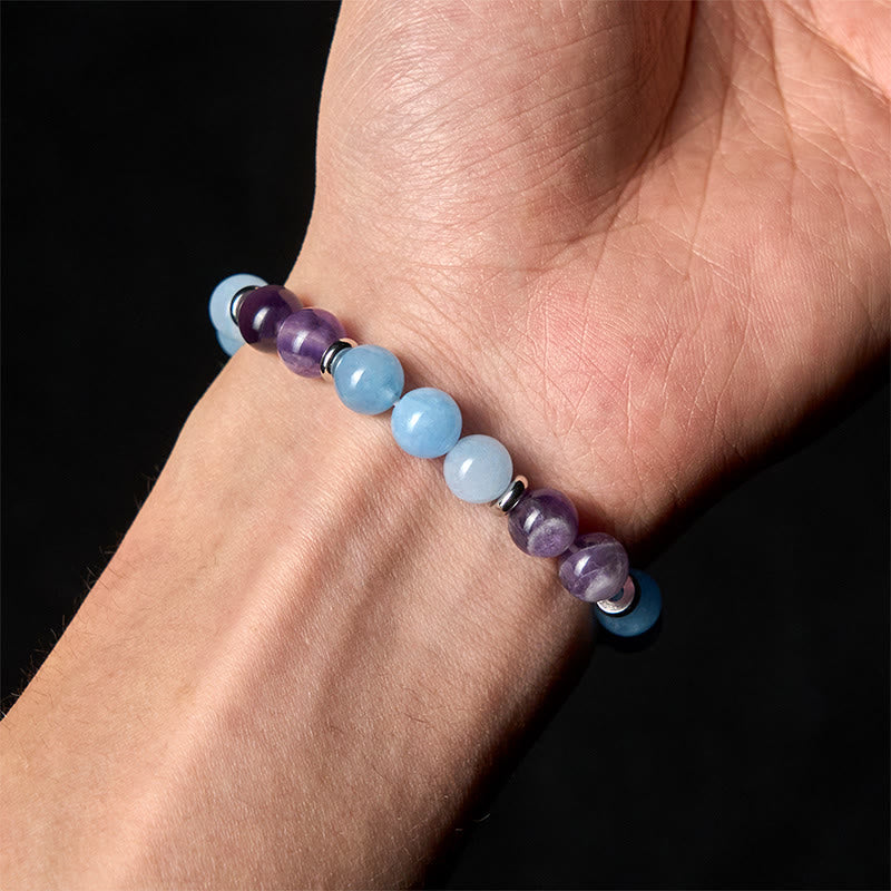 Buddha Stones Amethyst Aquamarine Spacer Beads Peace Bracelet