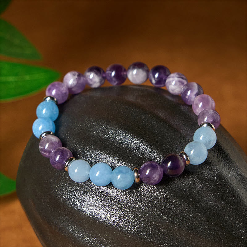 Buddha Stones Amethyst Aquamarine Spacer Beads Peace Bracelet