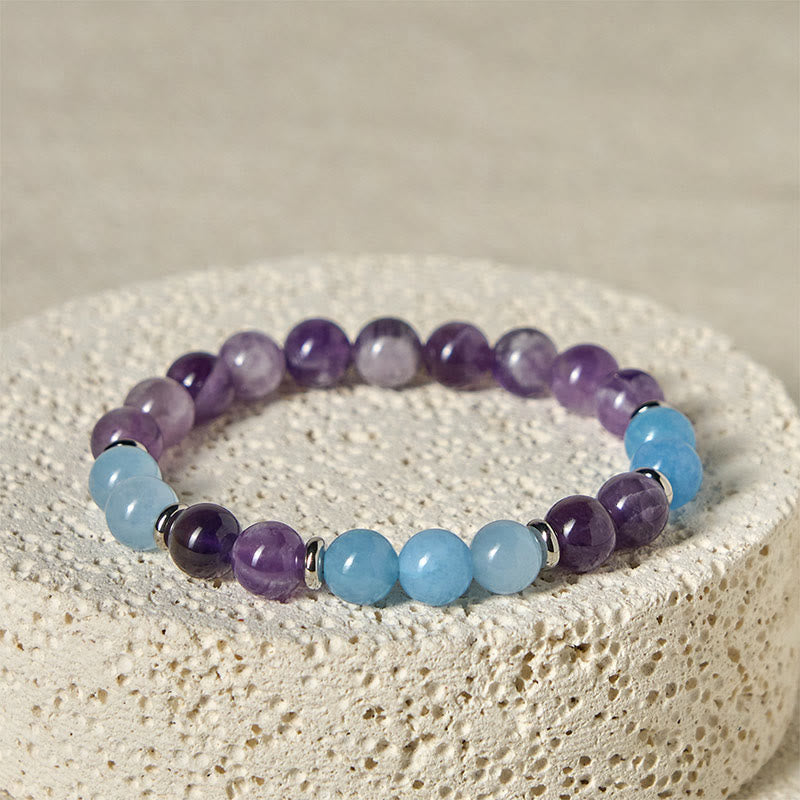 Buddha Stones Amethyst Aquamarine Spacer Beads Peace Bracelet