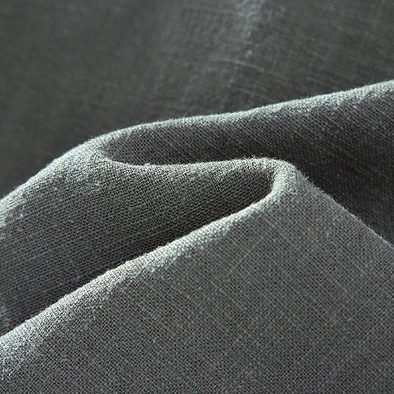 Buddha Stones Men's Plain Long Sleeve Thermal Fleece-Lined Ramie Linen Cotton Jacket With Pockets