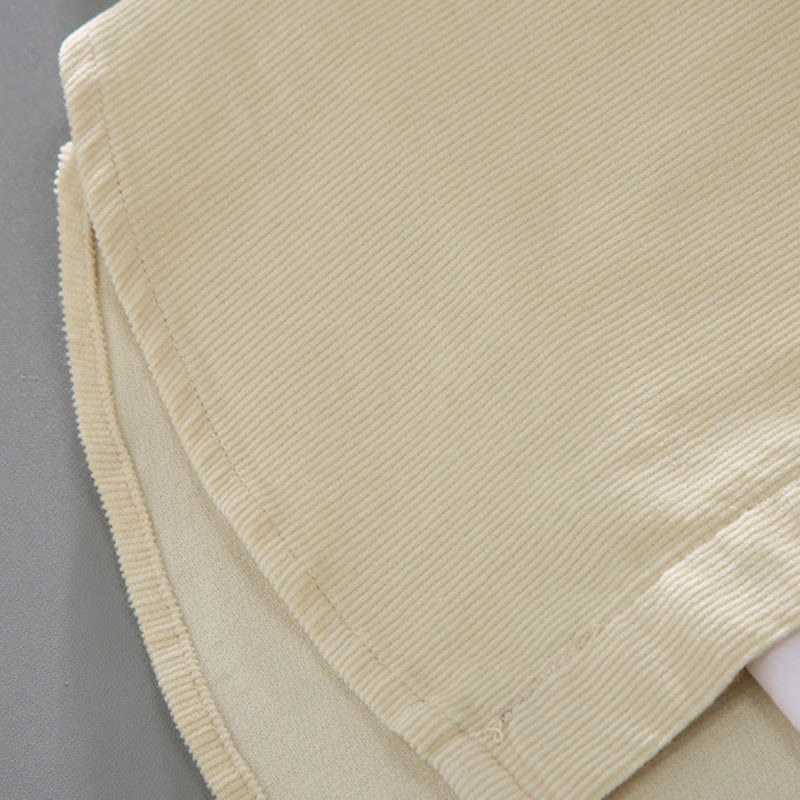 Buddha Stones Men's Solid Color Buttons Design Long Sleeve Pure Cotton Corduroy Shirt