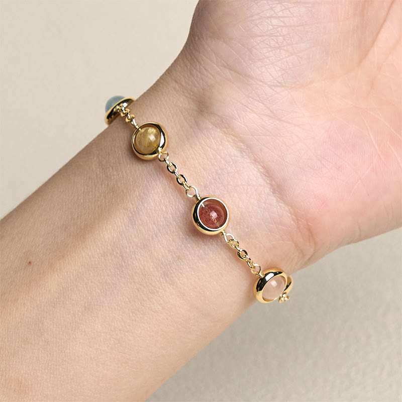 Buddha Stones Colorful Crystal Amethyst Strawberry Quartz Balance Bracelet