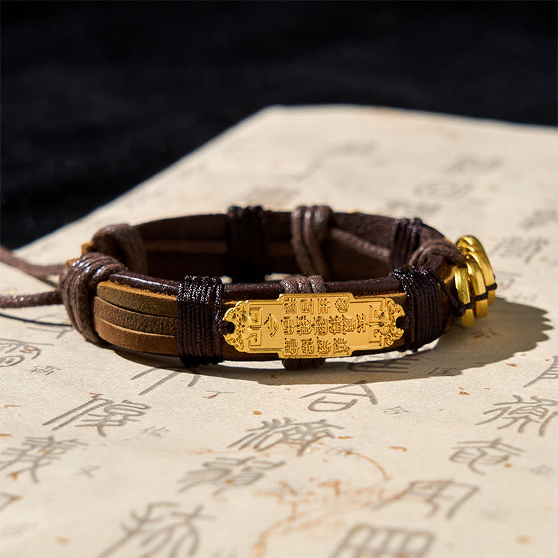 Buddha Stones Five-emperor Coins Pi Xiu Wealth Leather Rope Bracelet