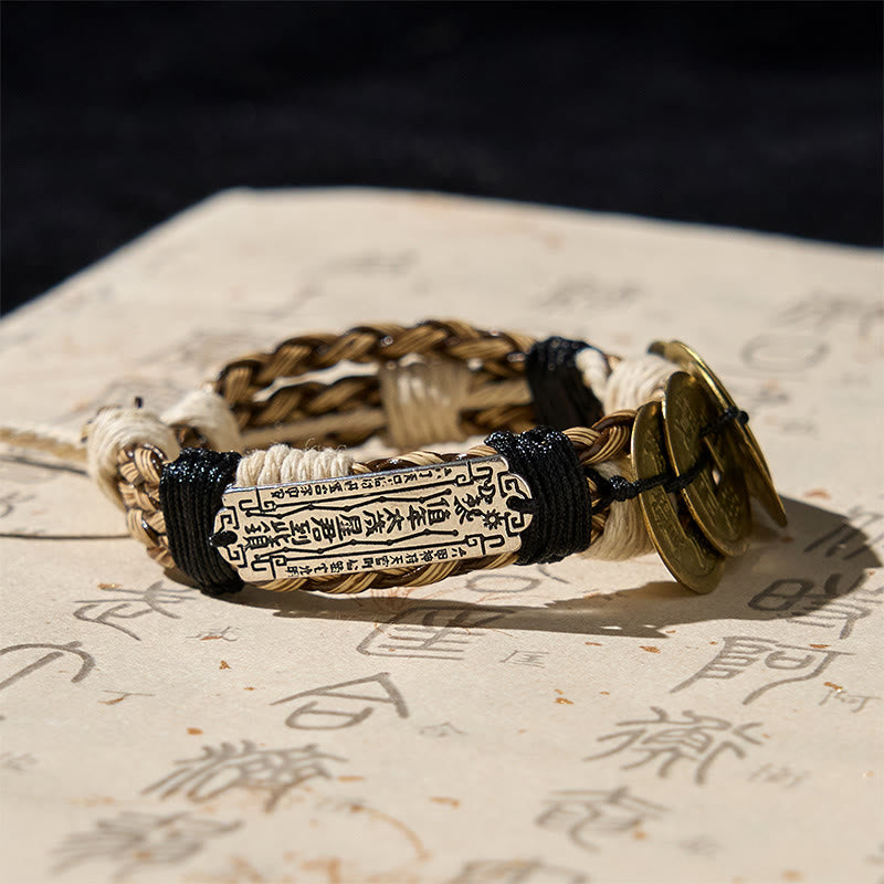 Buddha Stones Five-emperor Coins Amulet Protection Rope Bracelet