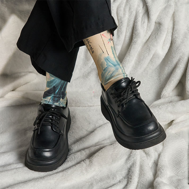 Buddha Stones Casual Lotus Chinese Landscape Painting Micro Crew Men Women Unisex Socks