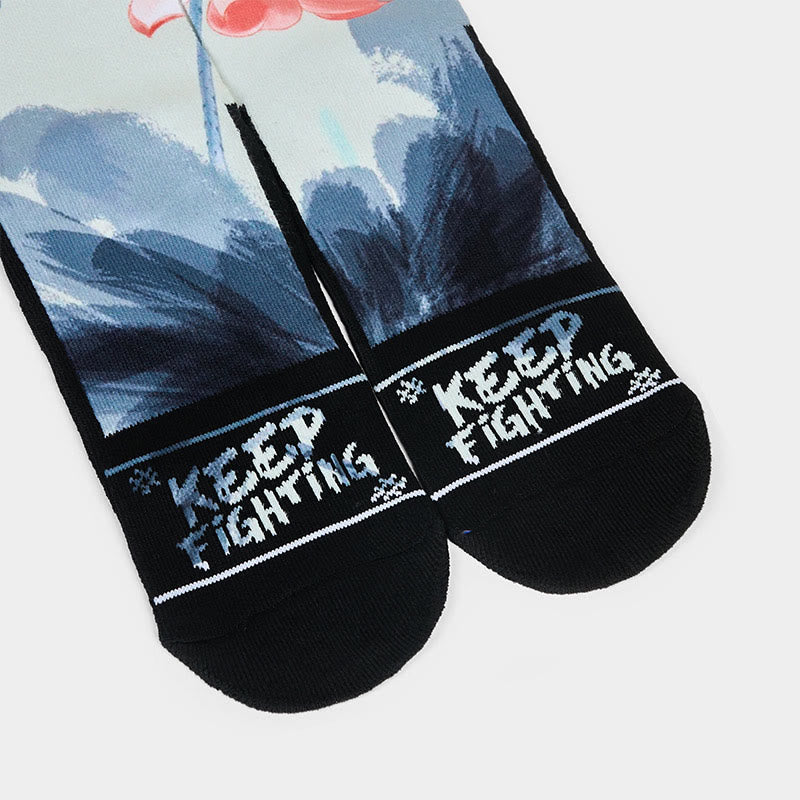 Buddha Stones Casual Lotus Painting Micro Crew Men Women Unisex Socks