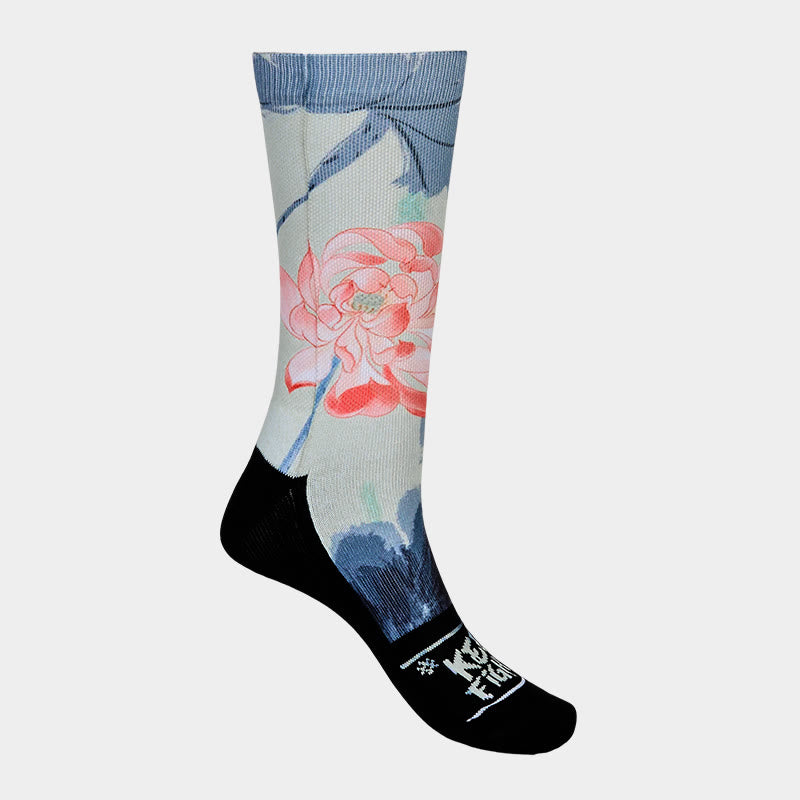 Buddha Stones Casual Lotus Painting Micro Crew Men Women Unisex Socks