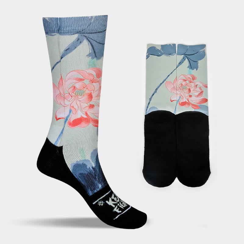 Buddha Stones Casual Lotus Painting Micro Crew Men Women Unisex Socks