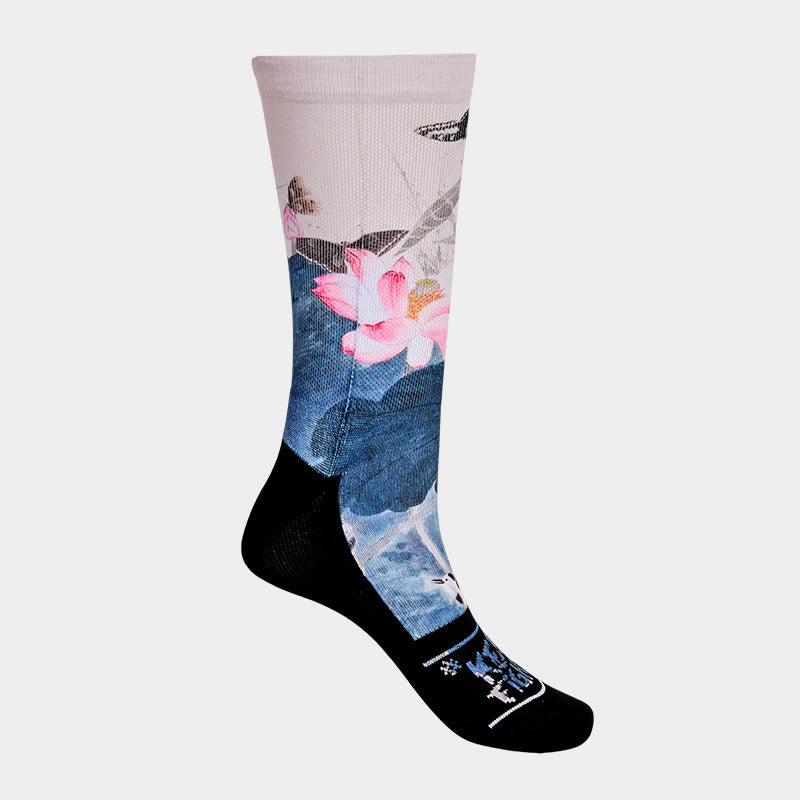 Buddha Stones Casual Lotus Flowers Leaves Butterfly Micro Crew Men Women Unisex Socks