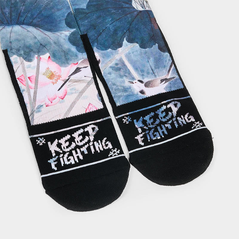 Buddha Stones Casual Lotus Flowers Leaves Butterfly Micro Crew Men Women Unisex Socks