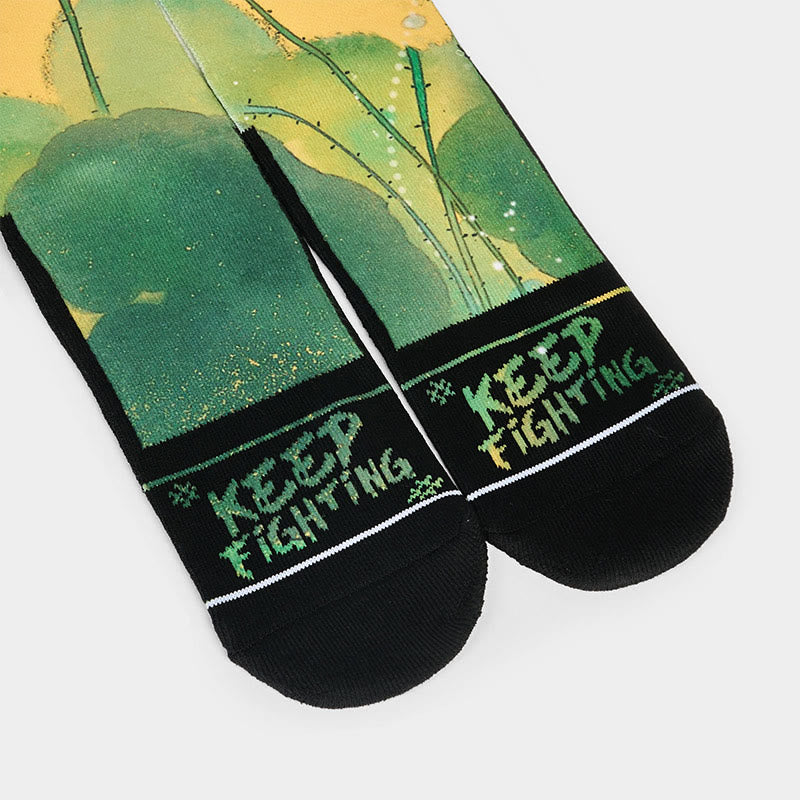 Buddha Stones Casual Beige Lotus Flowers Leaves Micro Crew Men Women Unisex Socks