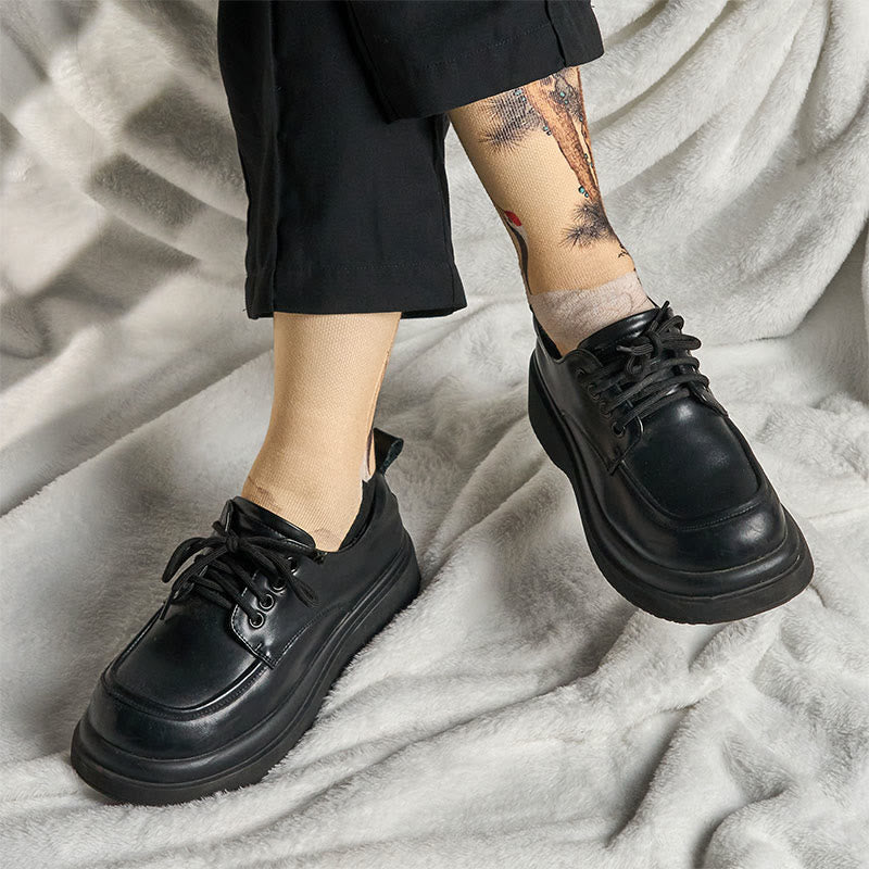 Buddha Stones Casual White Crane Pine Trees Mountains Micro Crew Men Women Unisex Socks
