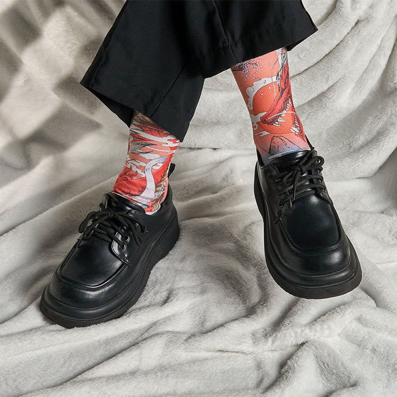 Buddha Stones Casual Red Dragon Volcano Sun Tree Mountains Micro Crew Men Women Unisex Socks