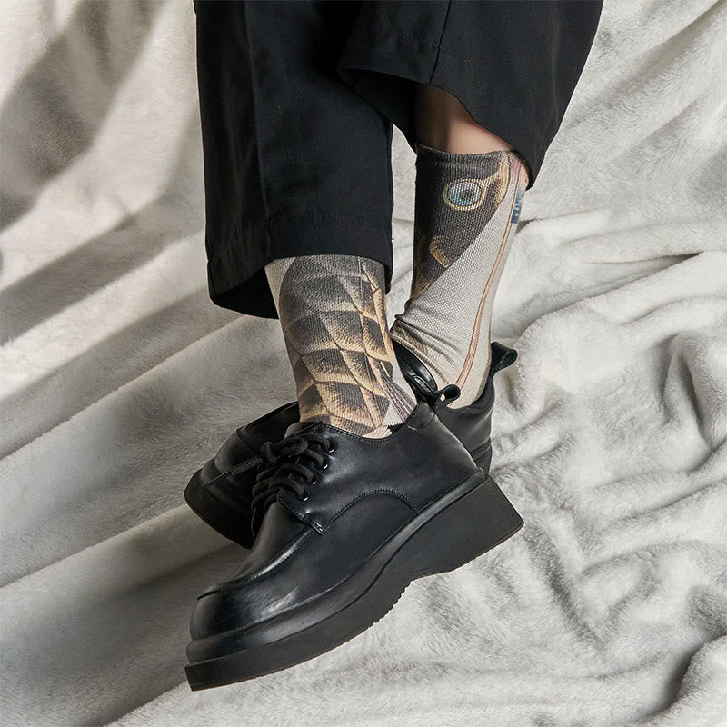 Buddha Stones Casual Koi Fish Mount Fuji Micro Crew Men Women Unisex Socks