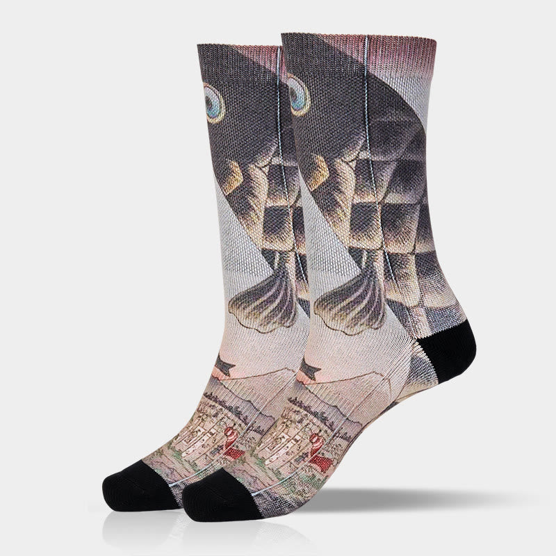 Buddha Stones Casual Koi Fish Mount Fuji Micro Crew Men Women Unisex Socks