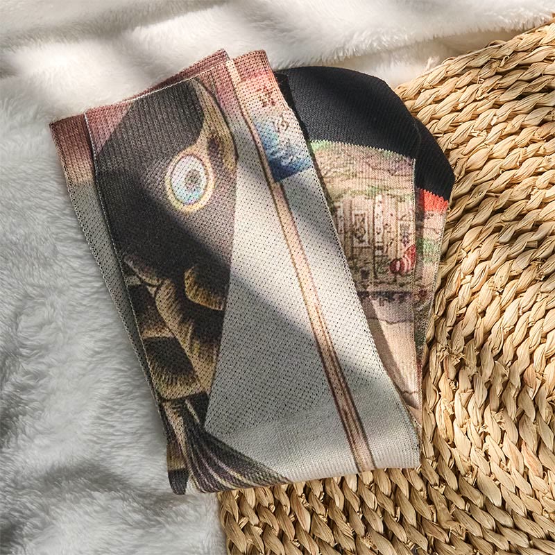 Buddha Stones Casual Koi Fish Mount Fuji Micro Crew Men Women Unisex Socks