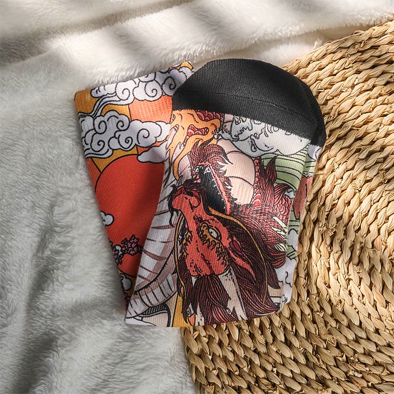 Buddha Stones Casual Dragon Clouds Sun Waves Micro Crew Men Women Unisex Socks