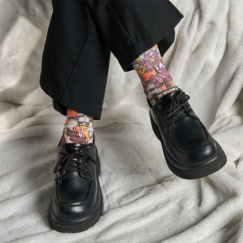 Buddha Stones Casual Dragon Clouds Sun Waves Micro Crew Men Women Unisex Socks