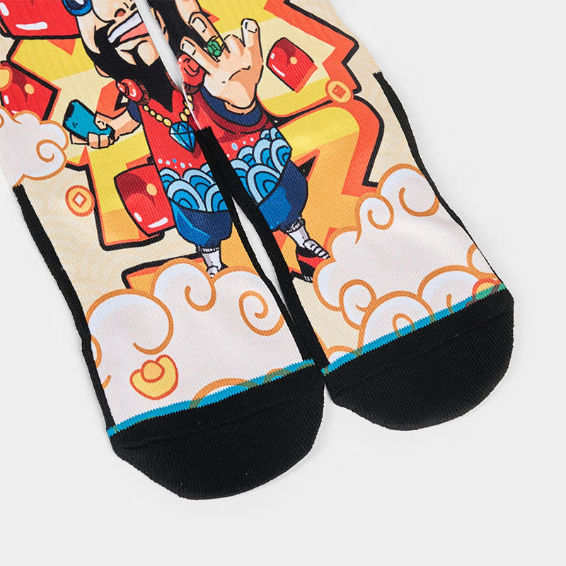 Buddha Stones Casual God Of Wealth Red Envelopes Ingot Micro Crew Men Women Unisex Socks