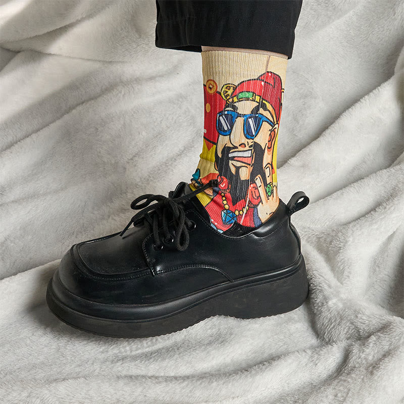Buddha Stones Casual God Of Wealth Red Envelopes Ingot Micro Crew Men Women Unisex Socks