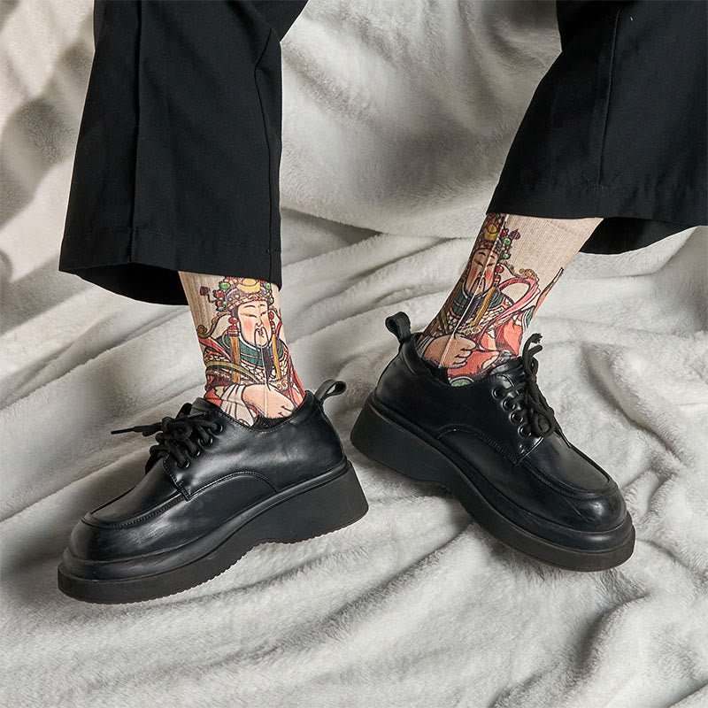 Buddha Stones Casual God Of Wealth Ruyi Handle Micro Crew Men Women Unisex Socks