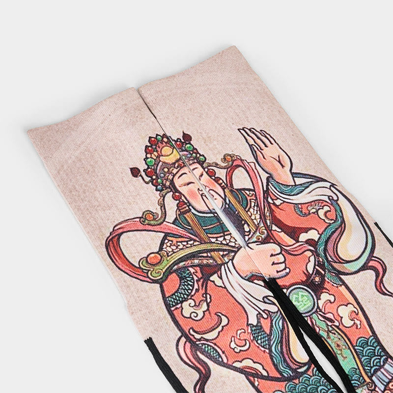 Buddha Stones Casual God Of Wealth Ruyi Handle Micro Crew Men Women Unisex Socks