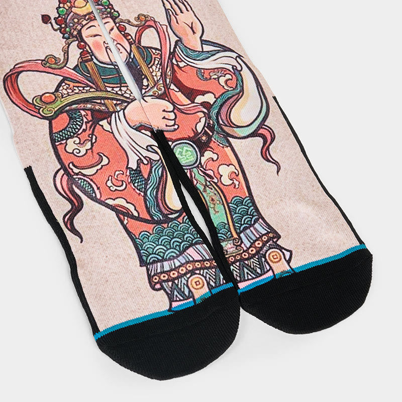 Buddha Stones Casual God Of Wealth Ruyi Handle Micro Crew Men Women Unisex Socks