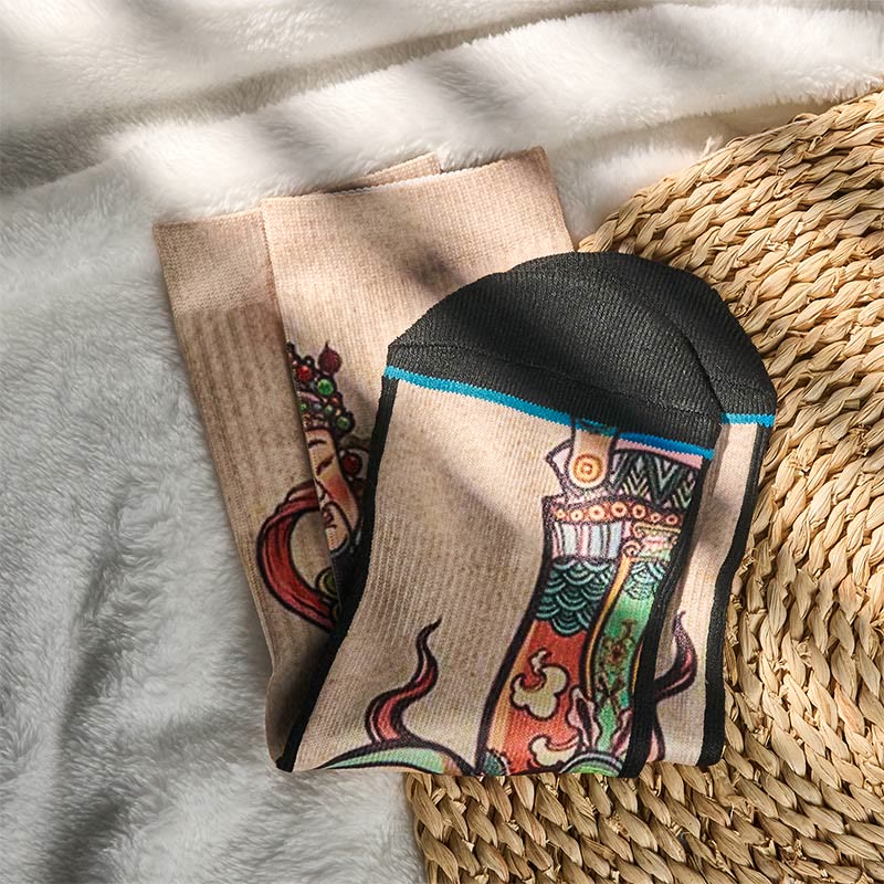 Buddha Stones Casual God Of Wealth Ruyi Handle Micro Crew Men Women Unisex Socks