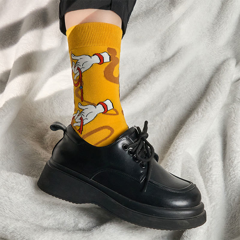 Buddha Stones Casual Sacred Buddha Hand Holding Red Rope Micro Crew Women's Socks