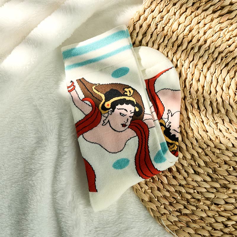 Buddha Stones Casual Dunhuang Feitian Design Micro Crew Women's Socks