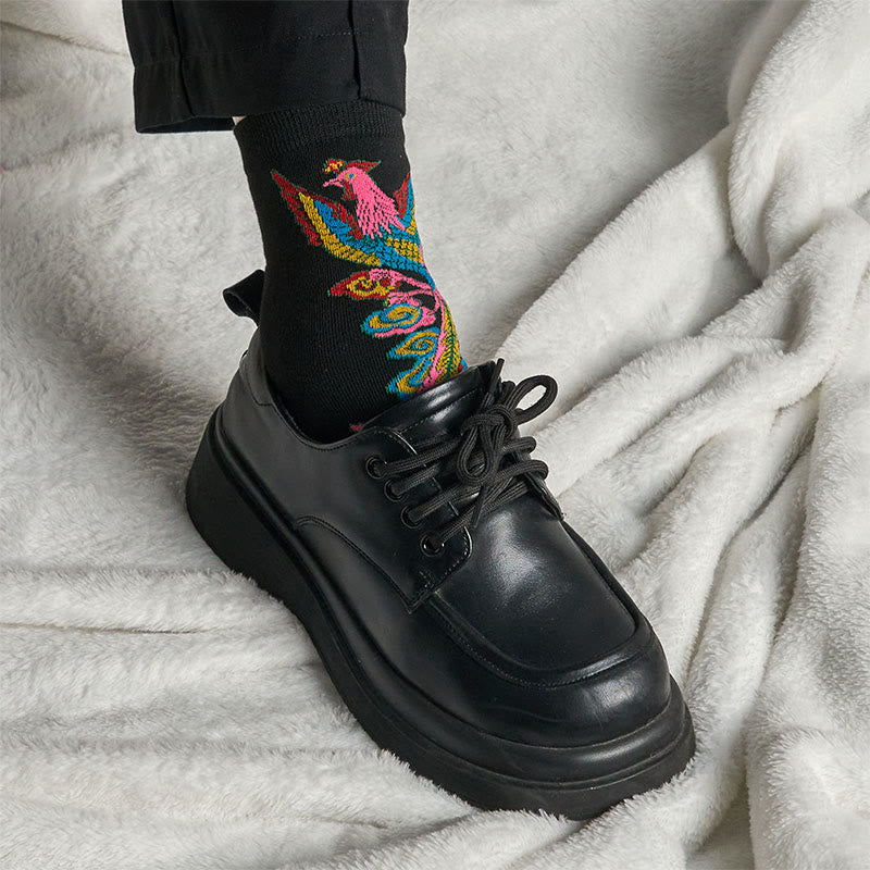 Buddha Stones Casual 3 Pairs Of Multicolored Phoenix Quarter Women's Socks