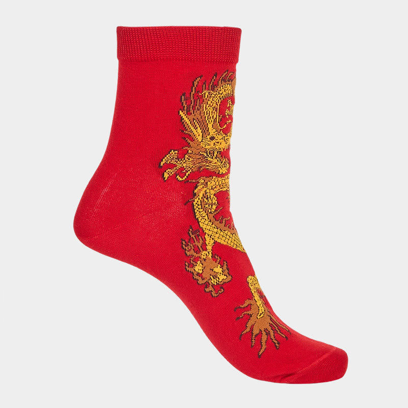 Buddha Stones Casual 5 Pairs of Golden Dragon Quarter Women's Socks