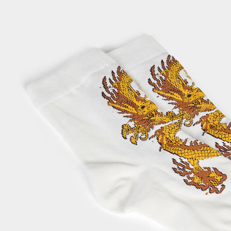 Buddha Stones Casual 5 Pairs of Golden Dragon Quarter Women's Socks