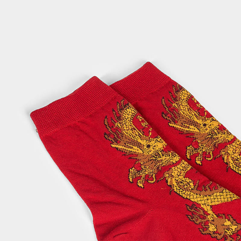 Buddha Stones Casual 5 Pairs of Golden Dragon Quarter Women's Socks