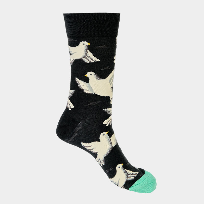 Buddha Stones Doves Pattern Design Men Women Unisex Cotton Crew Socks
