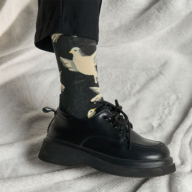 Buddha Stones Doves Pattern Design Men Women Unisex Cotton Crew Socks