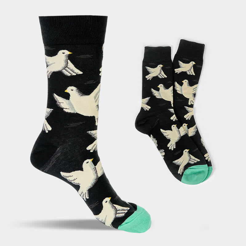 Buddha Stones Doves Pattern Design Men Women Unisex Cotton Crew Socks