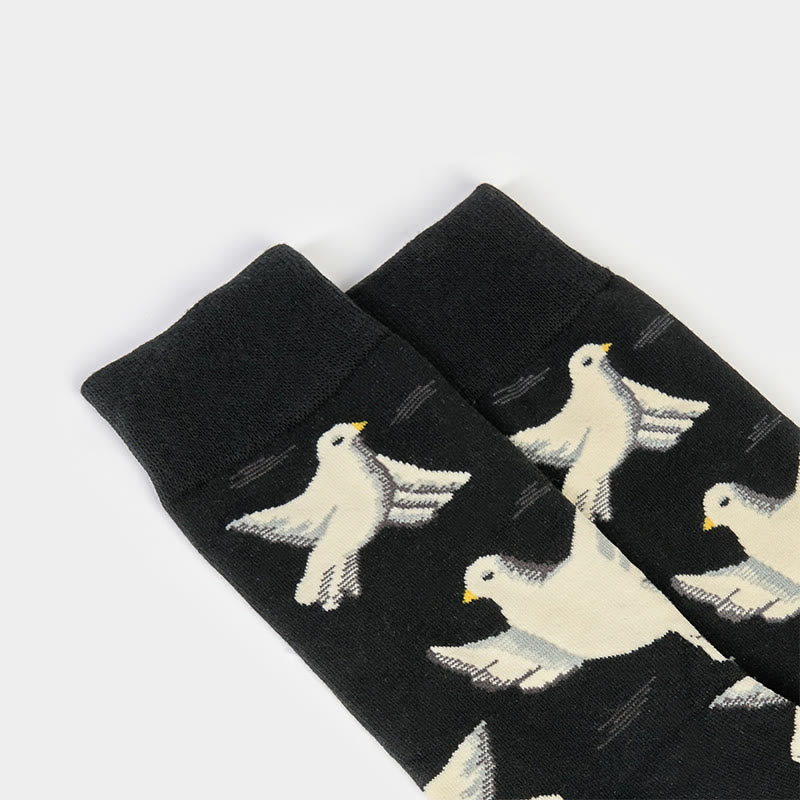 Buddha Stones Doves Pattern Design Men Women Unisex Cotton Crew Socks