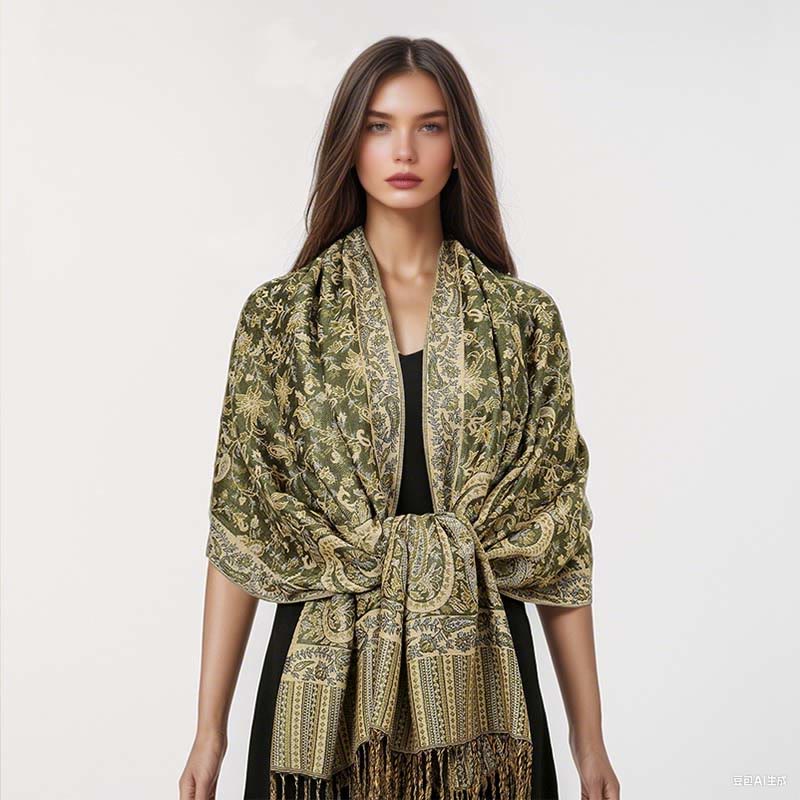 Buddha Stones Ethnic Daily Tibetan Paisley Pattern Tassel Cozy Scarf Shawl