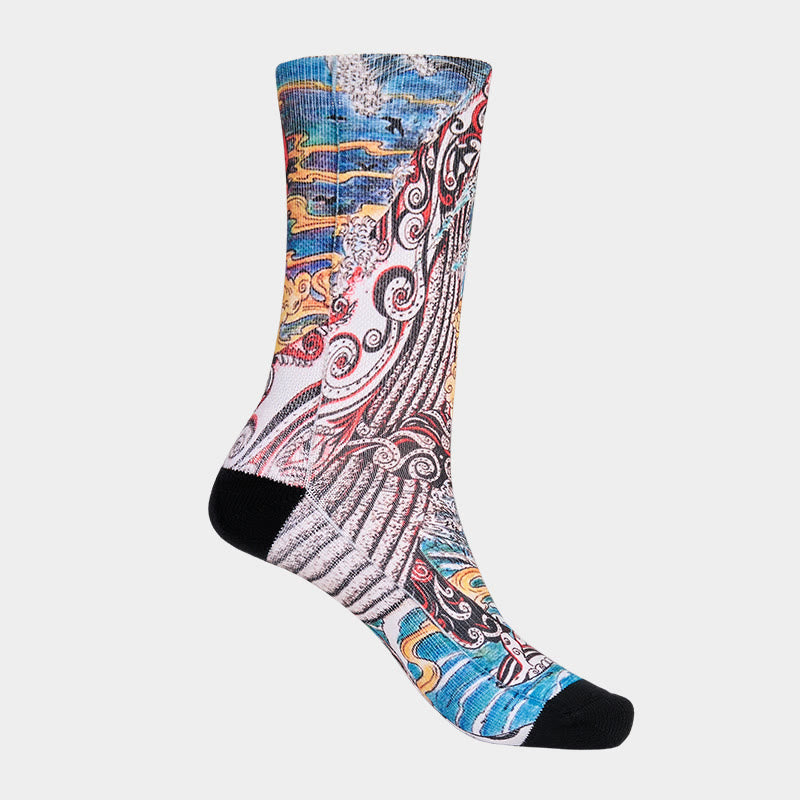 Buddha Stones Casual Whale Waves Sunset Micro Crew Men Women Unisex Socks