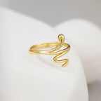 Buddha Stones 925 Sterling Silver Golden Snake Year Of The Snake Calm Balance Adjustable Ring